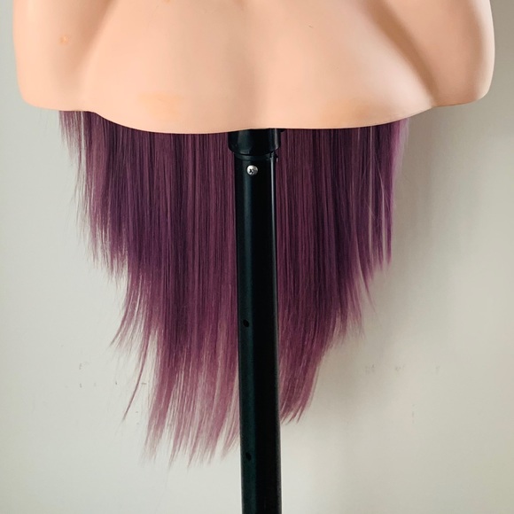 Very Pretty 30” Plum Color Synthetic Wig with Bangs - Picture 7 of 11